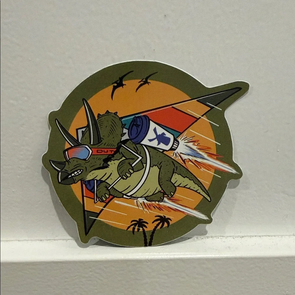 Dutch Bros Triceratops Jetpack Sticker - Picture 1 of 1